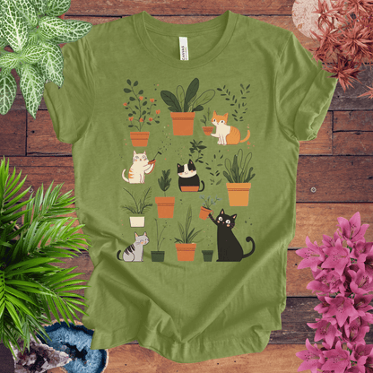 Printify T-Shirt Heather Green / S Kittens Tending Their Garden T-Shirt