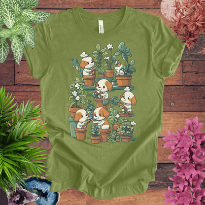Printify T-Shirt Heather Green / S Puppy Garden Gathering T-Shirt