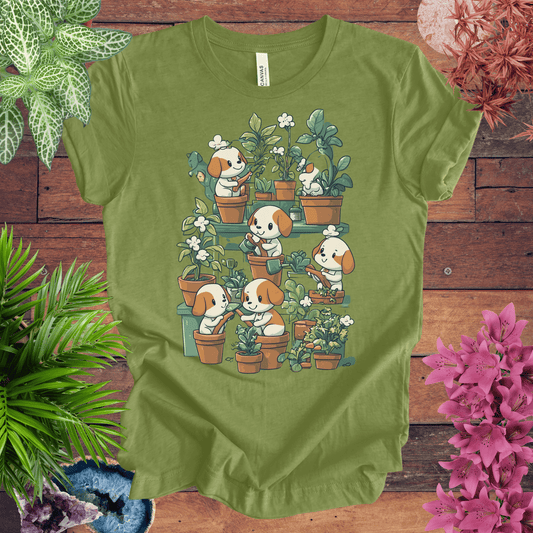 Printify T-Shirt Heather Green / S Puppy Garden Gathering T-Shirt
