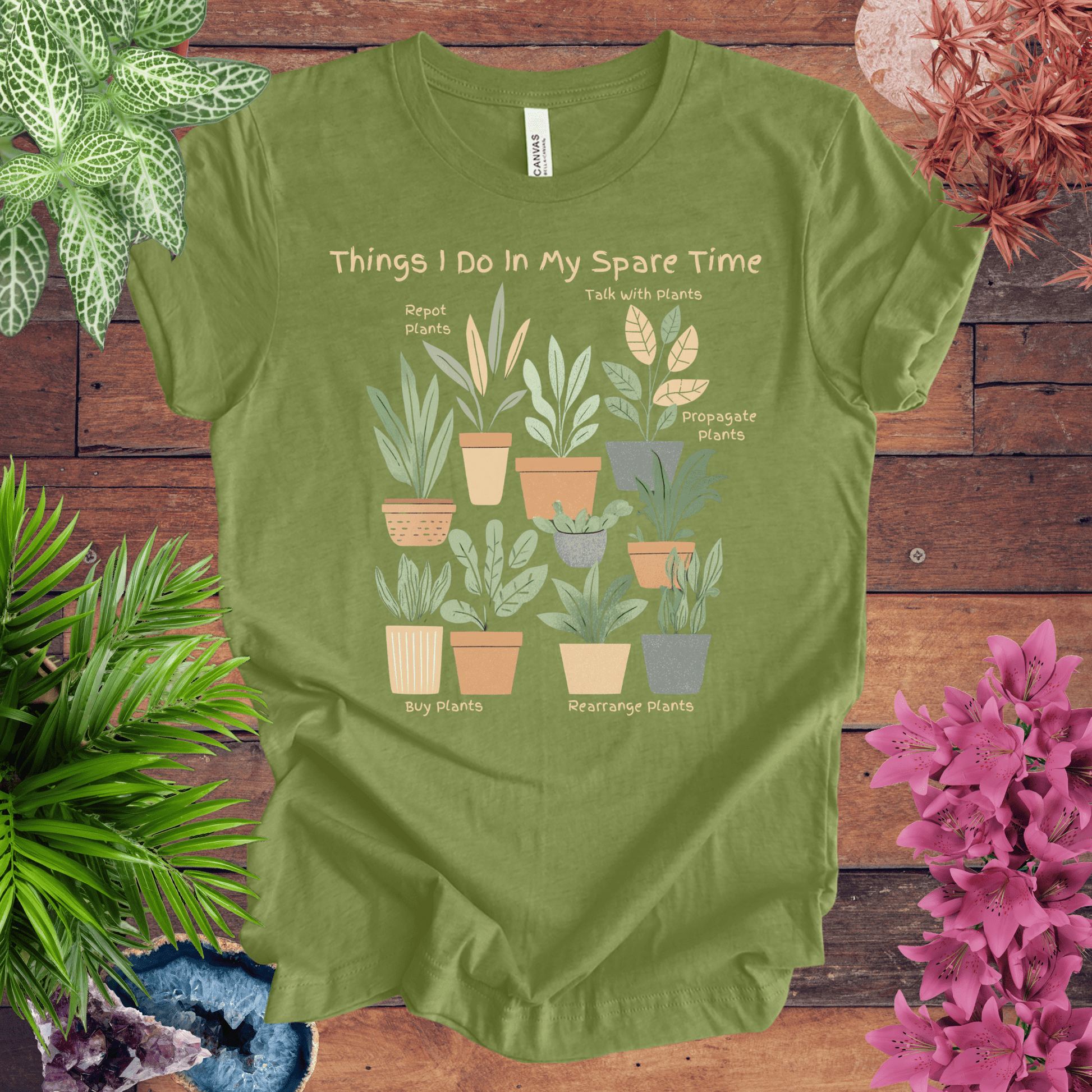 Printify T-Shirt Heather Green / S Things I Do in My Spare Time - Houseplant Edition T-Shirt