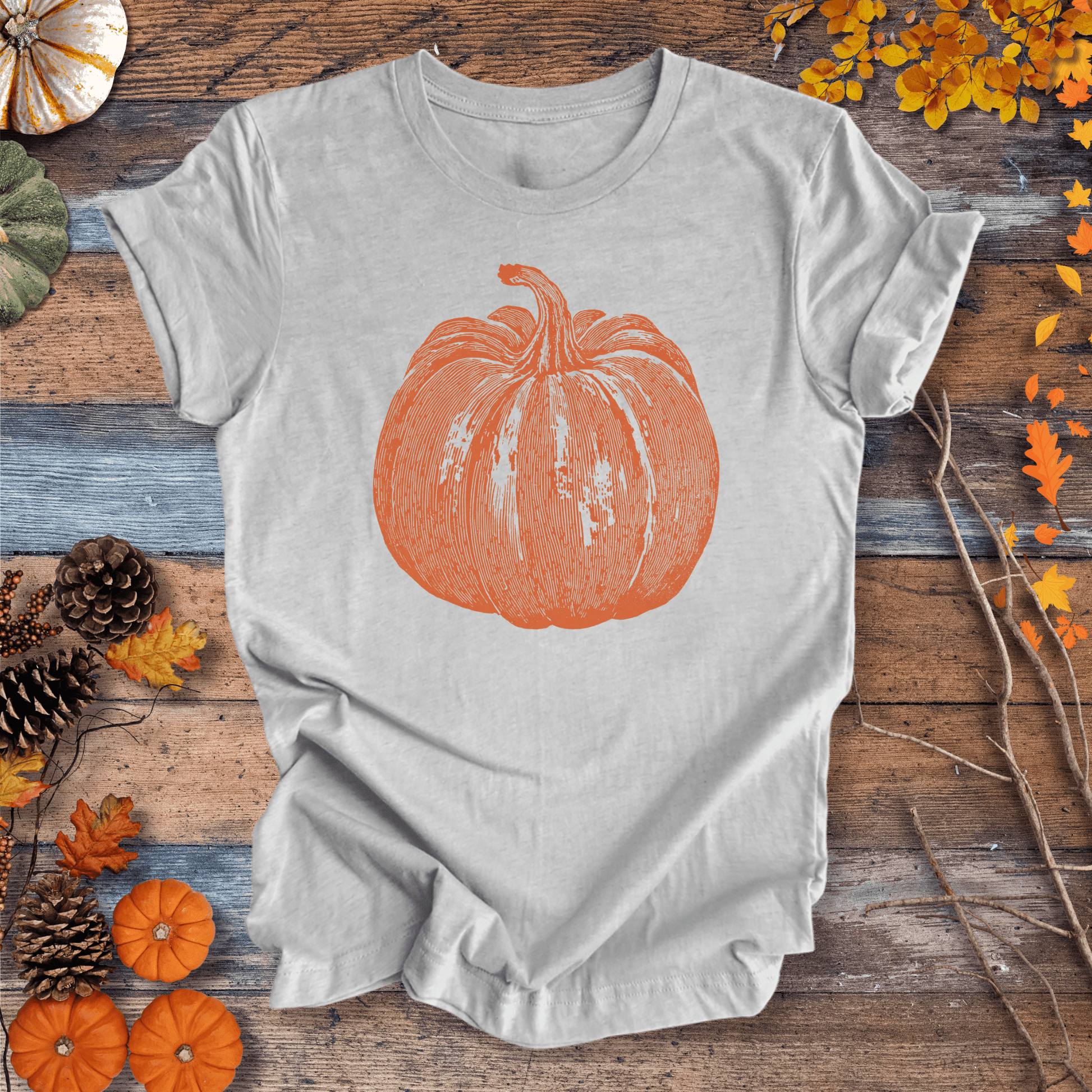 Printify T-Shirt Heather Grey / XS Pumpkin Vibes Fall T-Shirt | Unisex Cotton Tee