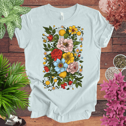 Printify T-Shirt Heather Ice Blue / S Bold Floral Citrus T-Shirt