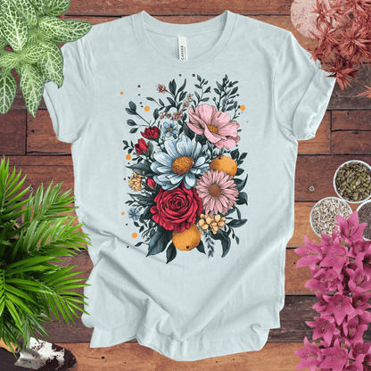 Printify T-Shirt Heather Ice Blue / S Elegant Floral Citrus Arrangement T-Shirt