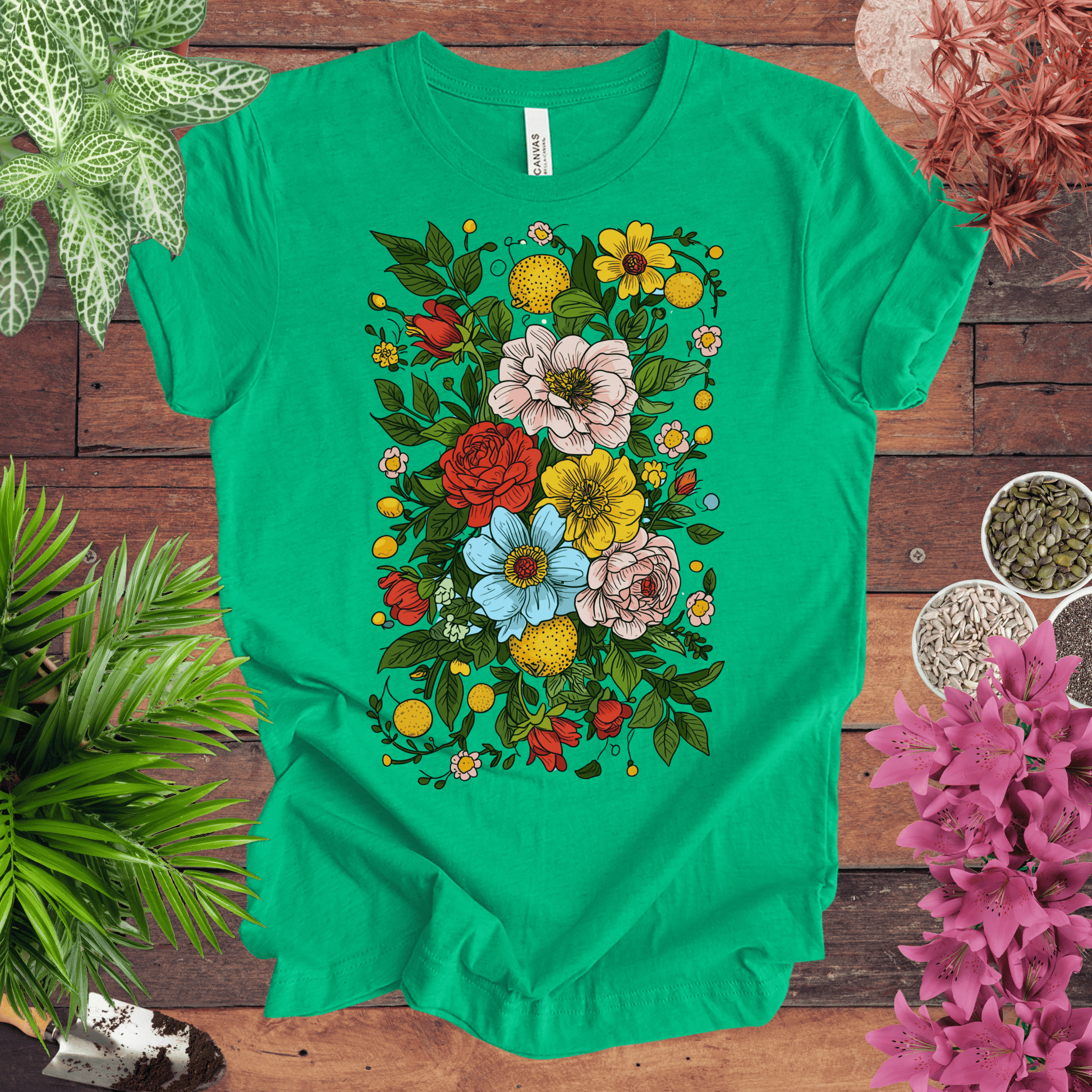 Printify T-Shirt Heather Kelly / S Bold Floral Citrus T-Shirt
