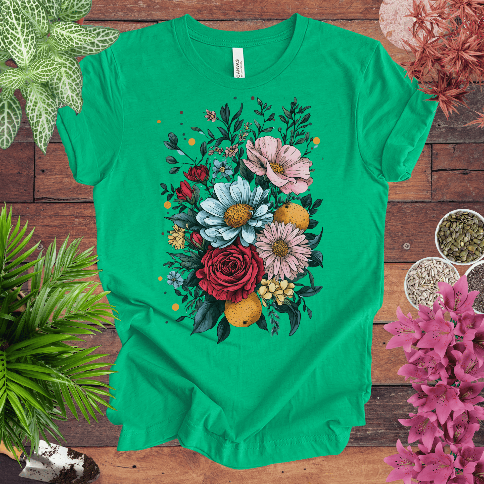 Printify T-Shirt Heather Kelly / S Elegant Floral Citrus Arrangement T-Shirt