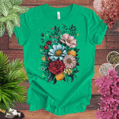 Printify T-Shirt Heather Kelly / S Elegant Floral Citrus Arrangement T-Shirt