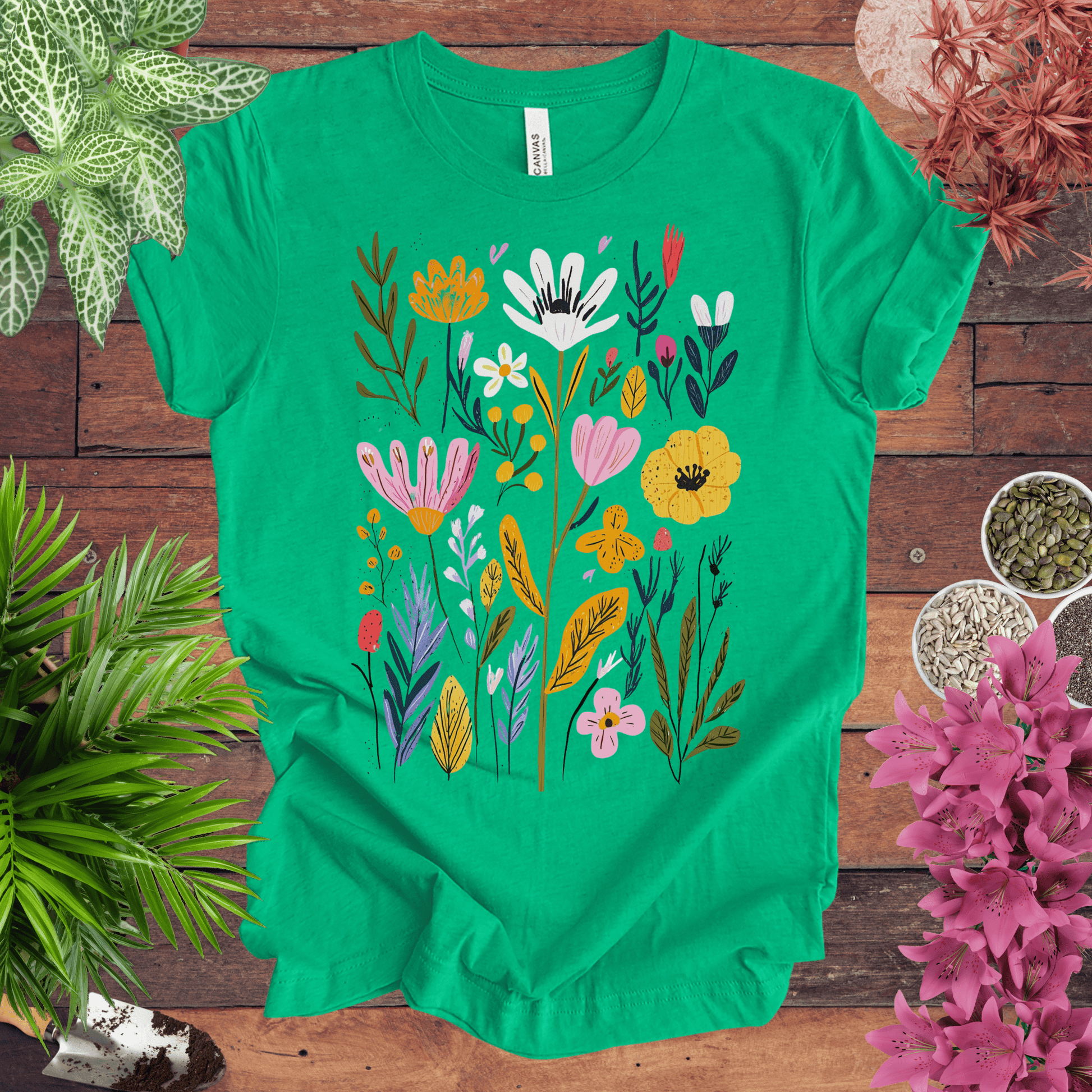 Printify T-Shirt Heather Kelly / S Whimsical Floral Bouquet T-Shirt