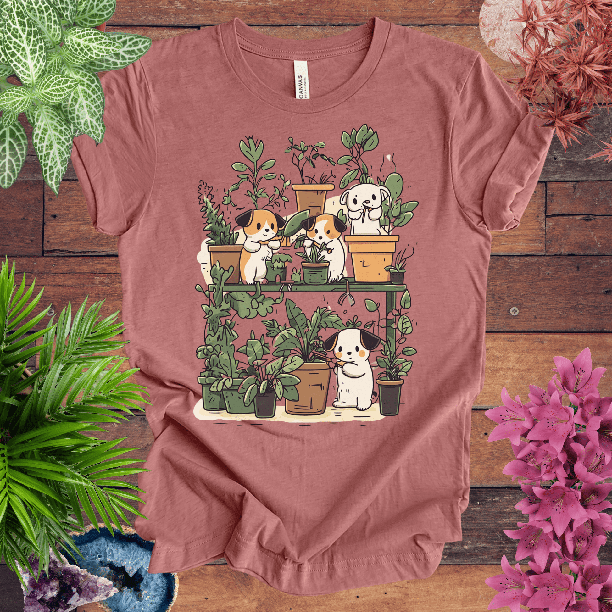 Printify T-Shirt Heather Mauve / S Green Paws - Puppy Plant Care T-Shirt