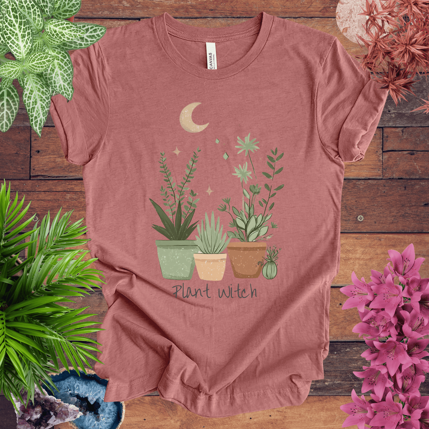 Printify T-Shirt Heather Mauve / S Plant Witch - Moonlit Garden T-Shirt