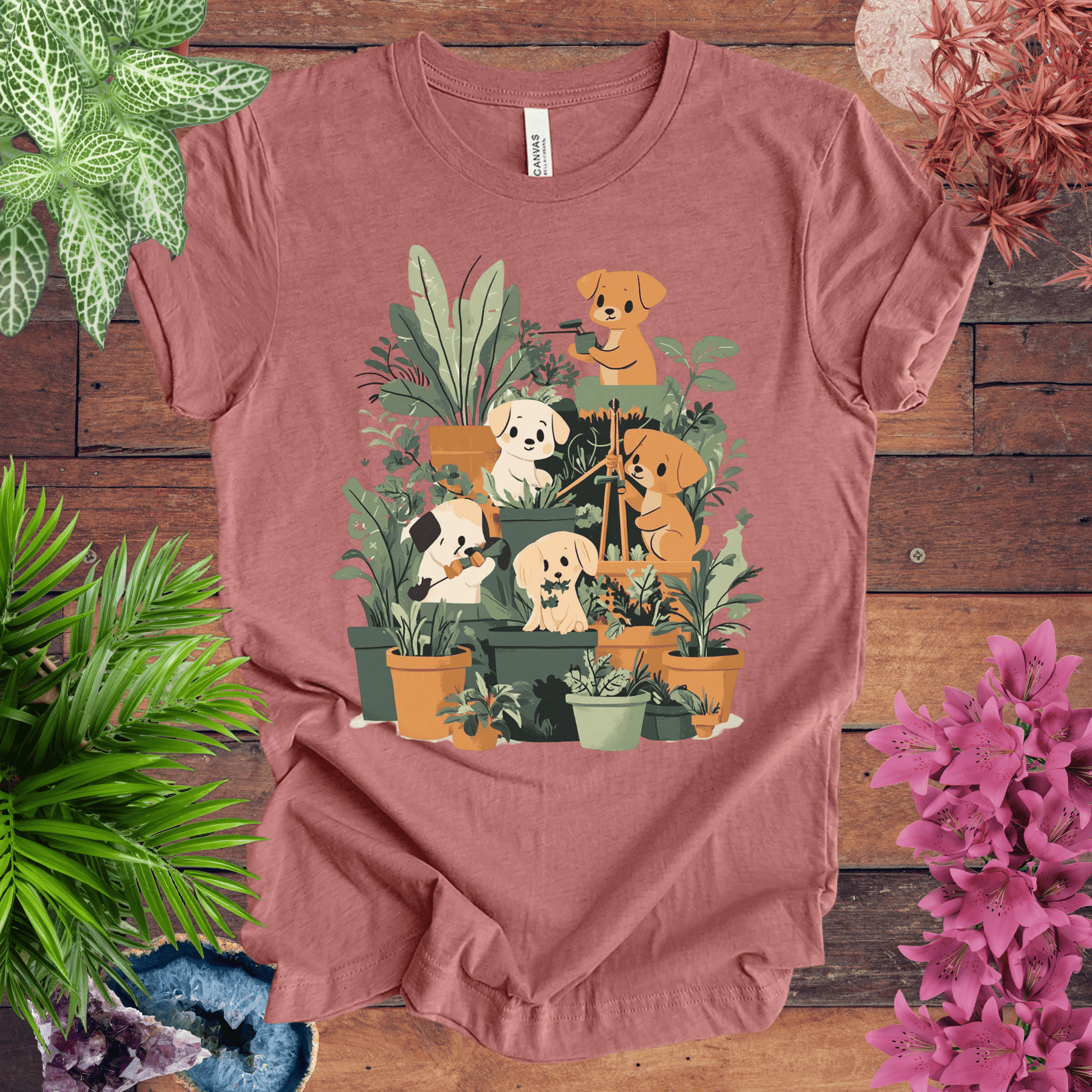Printify T-Shirt Heather Mauve / S Puppy Plant Squad T-Shirt