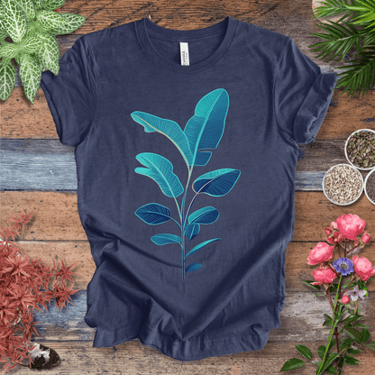 Printify T-Shirt Heather Navy / S Blue Monstera Leaves Tropical Aesthetic Houseplant T-Shirt