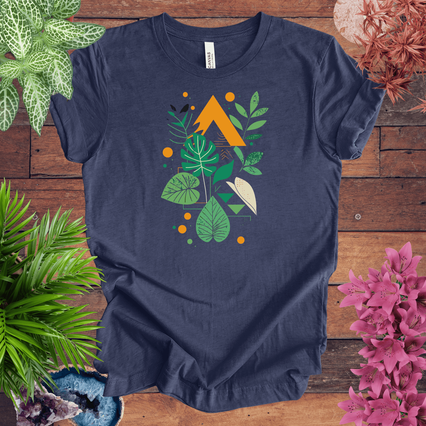Printify T-Shirt Heather Navy / S Botanical Houseplant Modern T-Shirt