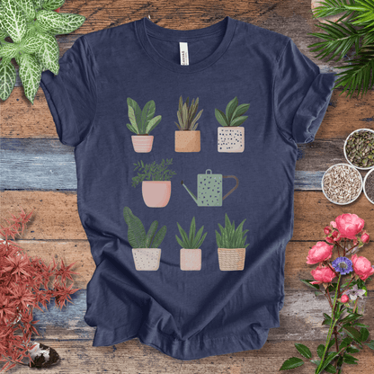 Printify T-Shirt Heather Navy / S Cute Potted Plant Collection Minimalist T-Shirt