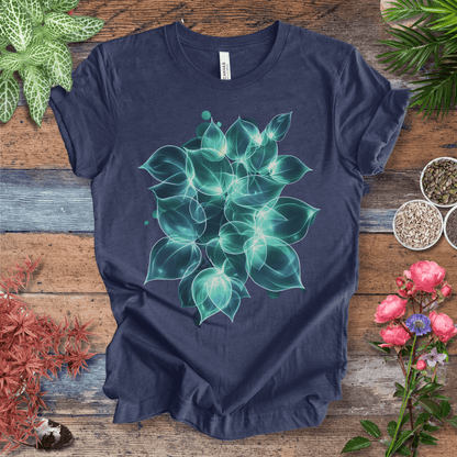 Printify T-Shirt Heather Navy / S Ethereal Glowing Leaves Botanical Nature Lover T-Shirt
