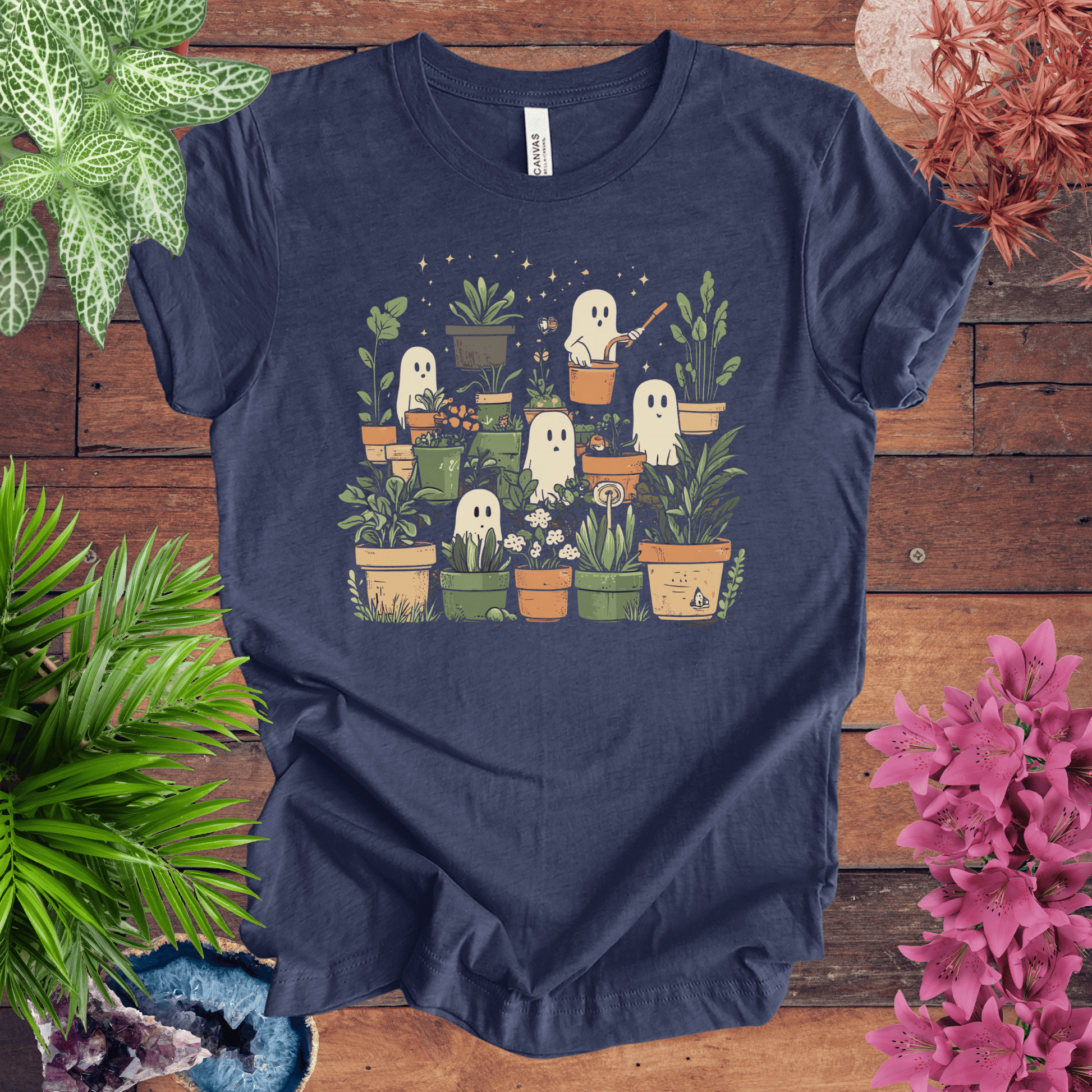 Printify T-Shirt Heather Navy / S Ghostly Greenery T-Shirt