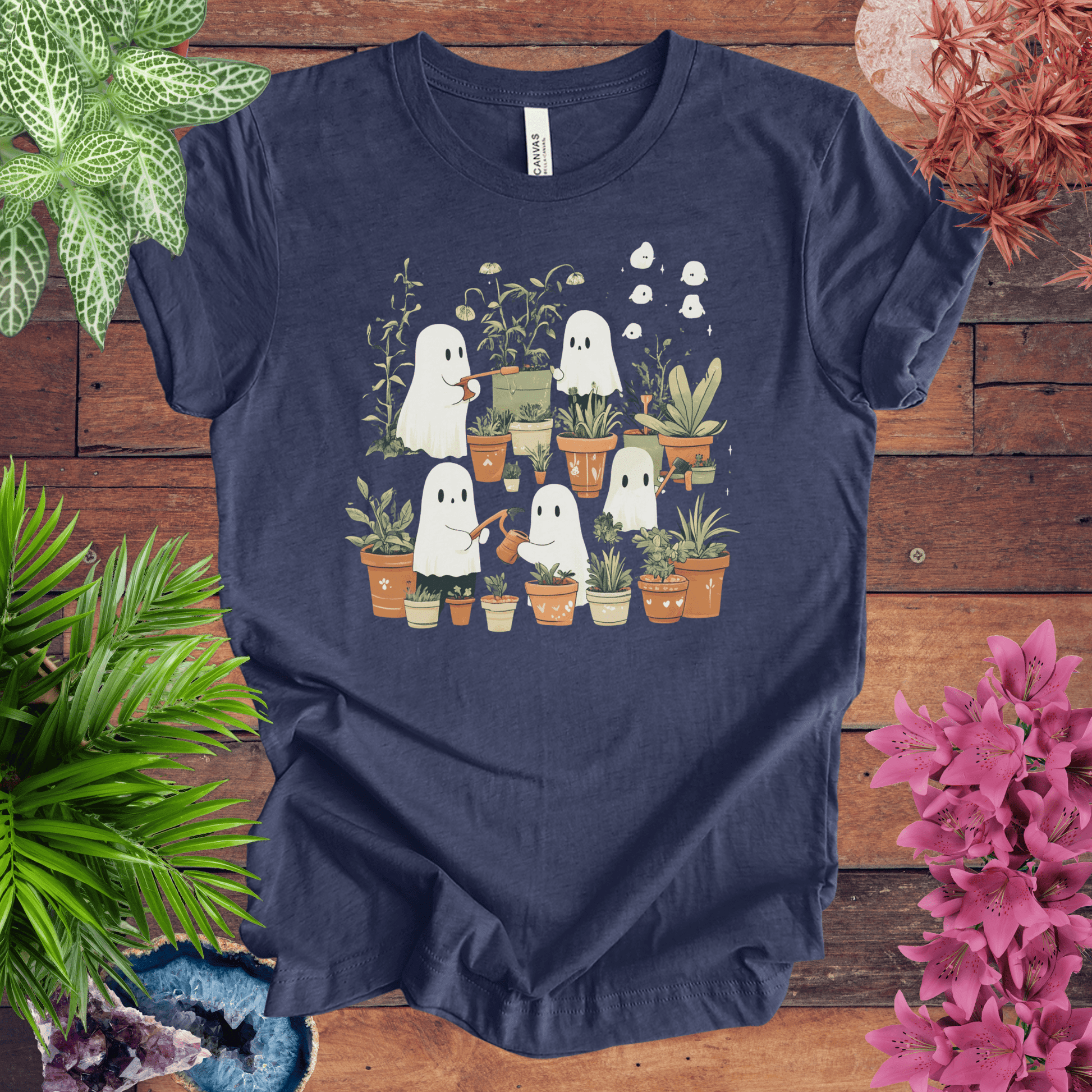 Printify T-Shirt Heather Navy / S Haunted by Houseplants T-Shirt