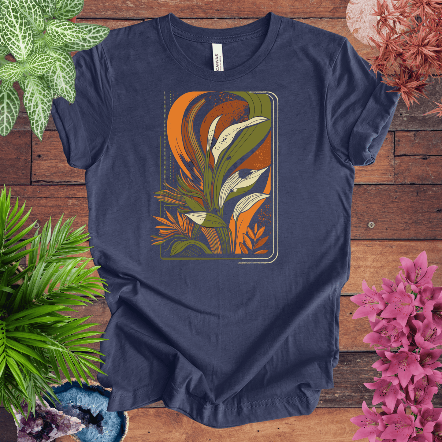 Printify T-Shirt Heather Navy / S Houseplants Box Retro T-Shirt