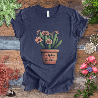 Printify T-Shirt Heather Navy / S "I'm Spikey but I'm Lovable" Funny Cactus Lover T-Shirt
