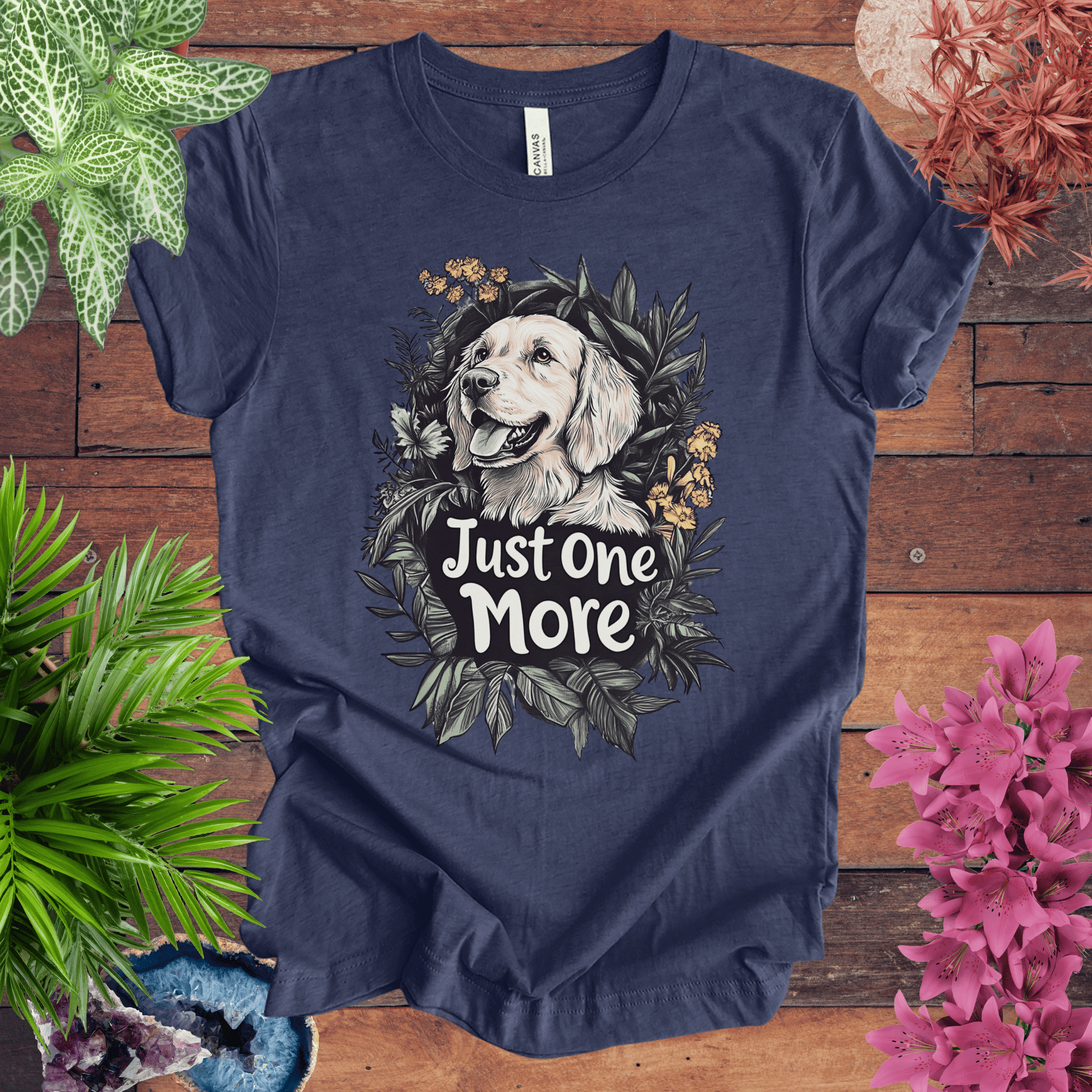 Printify T-Shirt Heather Navy / S Just One More - Golden Retriever Edition T-Shirt