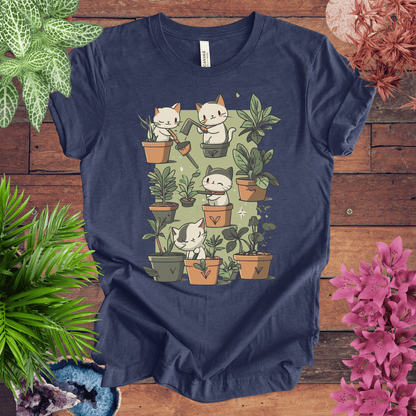 Printify T-Shirt Heather Navy / S Kittens in the Garden T-Shirt