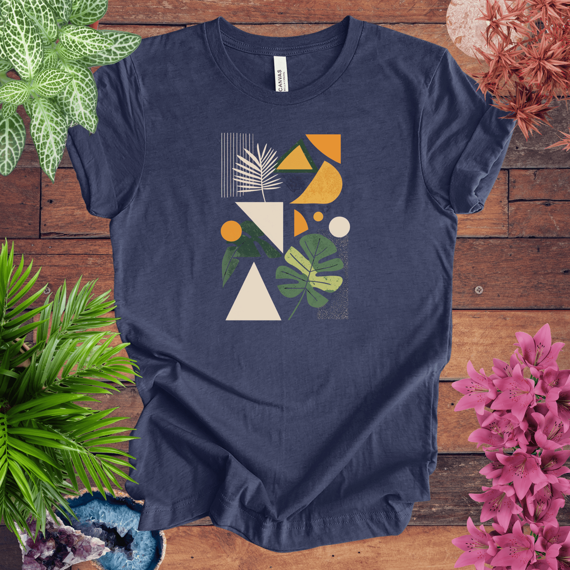 Printify T-Shirt Heather Navy / S Modern Botanical Houseplant T-Shirt