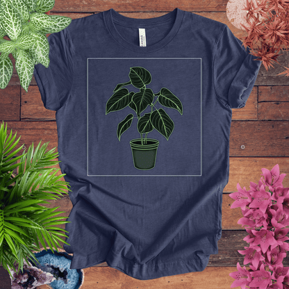 Printify T-Shirt Heather Navy / S Monstera Plant Outline T-Shirt