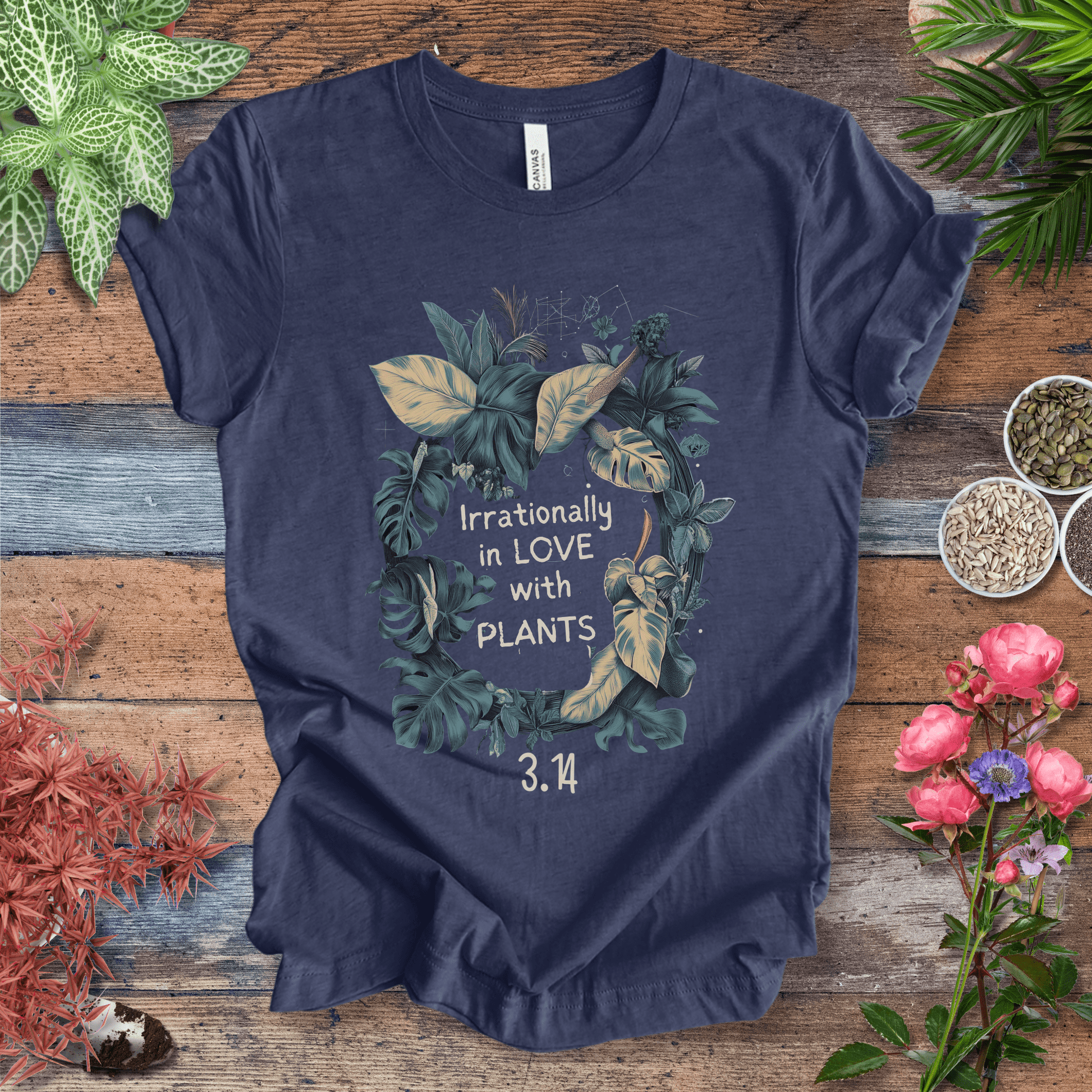 Printify T-Shirt Heather Navy / S Pi Day Plant Lover T-Shirt