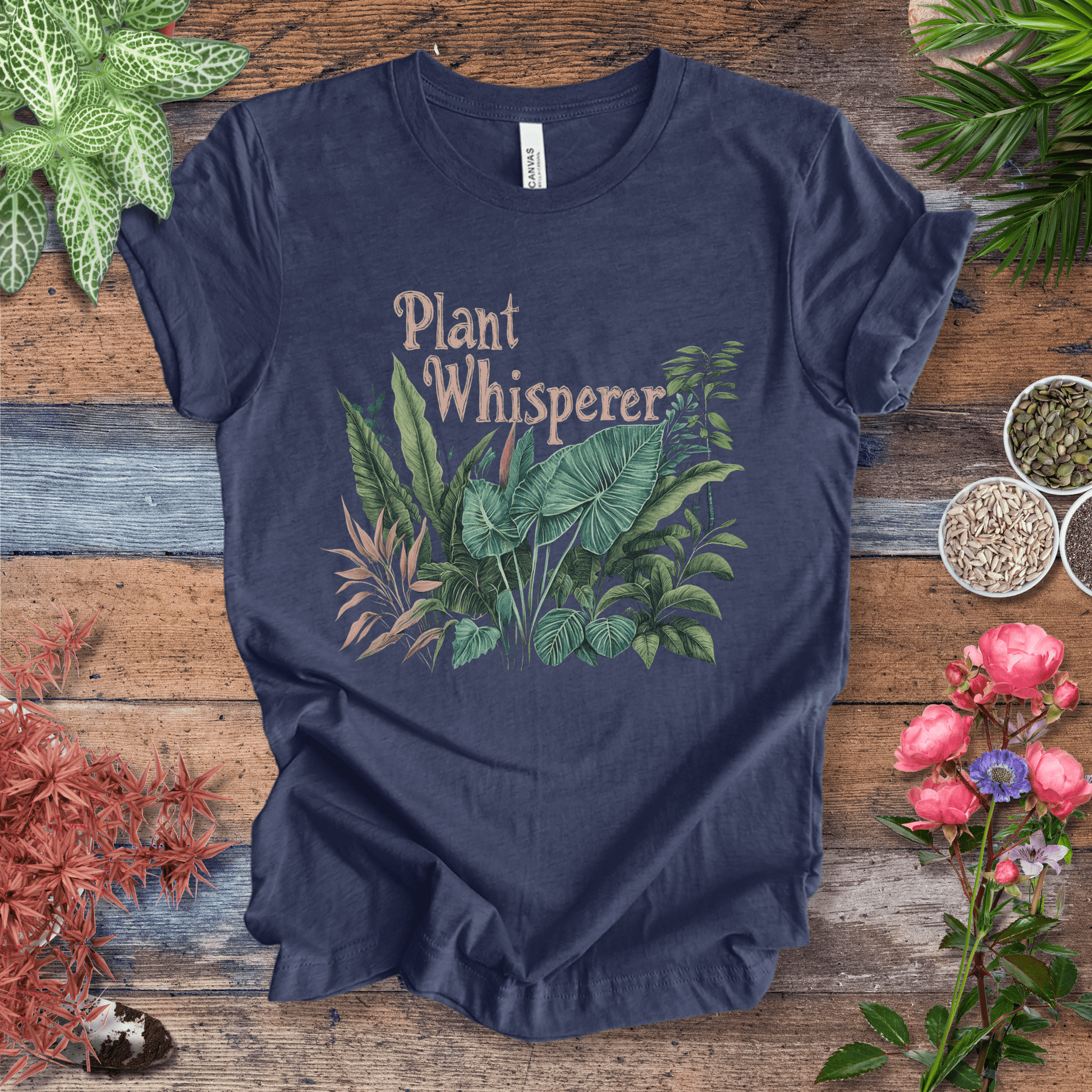 Printify T-Shirt Heather Navy / S Plant Whisperer Houseplant T-Shirt