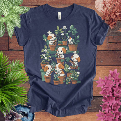 Printify T-Shirt Heather Navy / S Puppy Garden Gathering T-Shirt