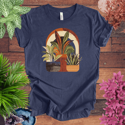 Printify T-Shirt Heather Navy / S Retro Boho Plant Arch T-Shirt
