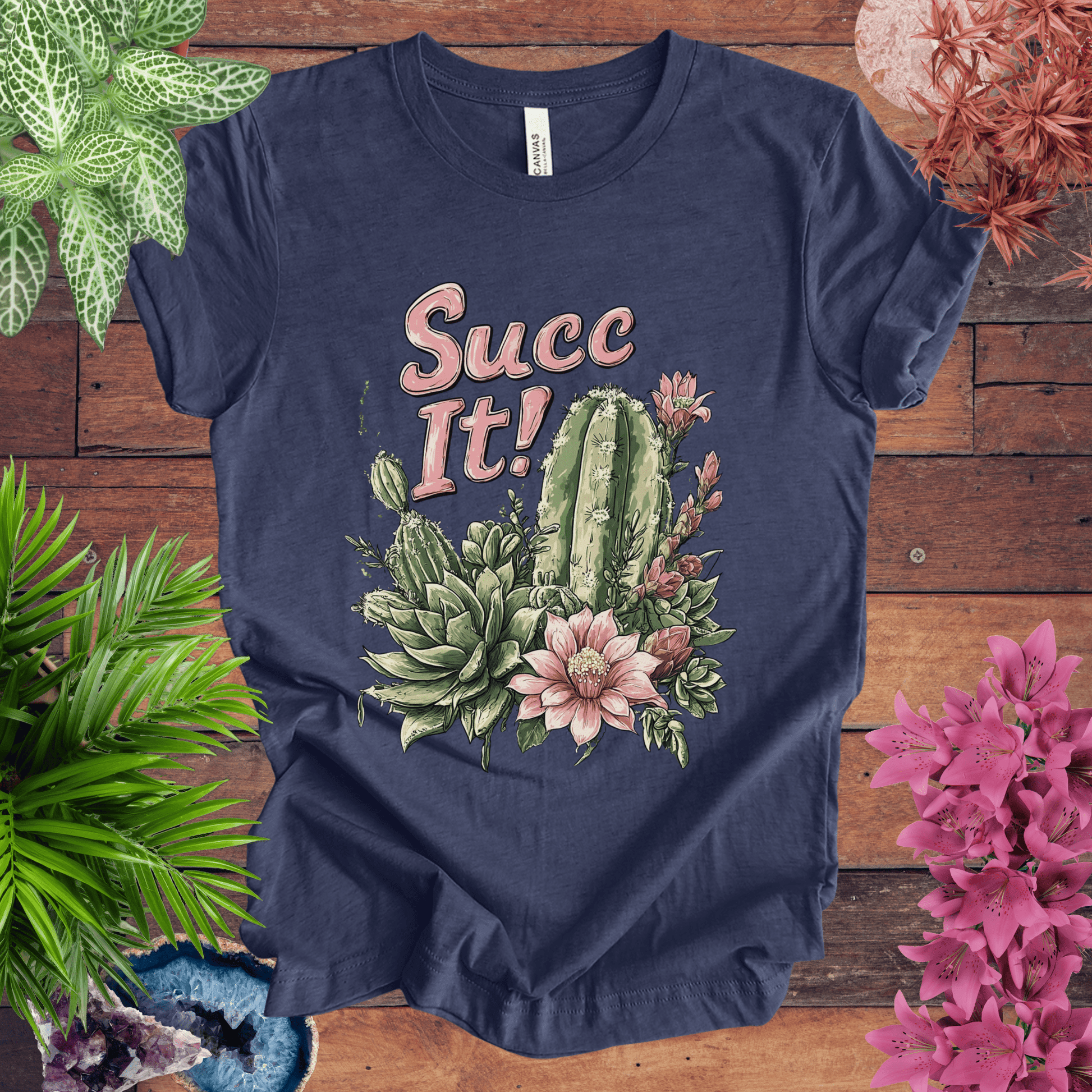 Printify T-Shirt Heather Navy / S Succ It! - Cactus Lover T-Shirt