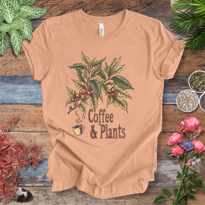 Printify T-Shirt Heather Peach / S Coffee & Plants Botanical T-Shirt