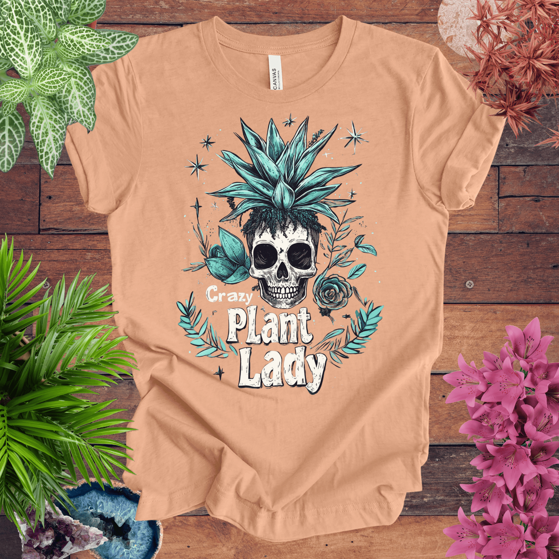 Printify T-Shirt Heather Peach / S Crazy Plant Lady T-Shirt