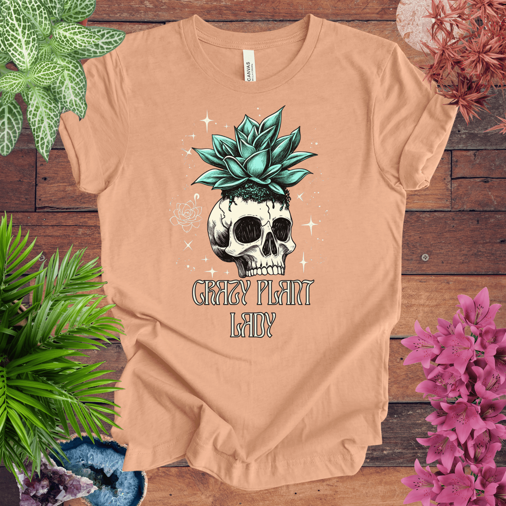 Printify T-Shirt Heather Peach / S Crazy Plant Lady T-Shirt