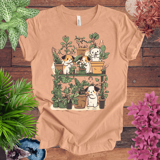 Printify T-Shirt Heather Peach / S Green Paws - Puppy Plant Care T-Shirt