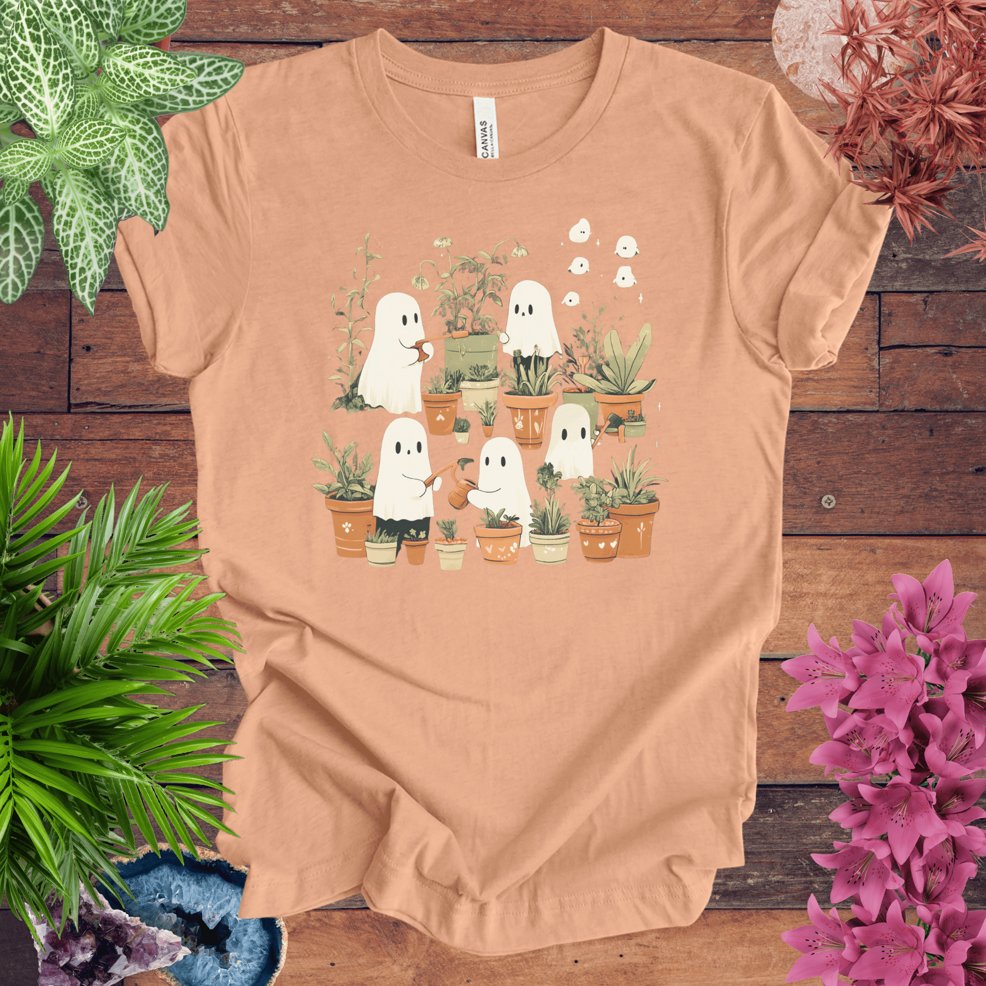 Printify T-Shirt Heather Peach / S Haunted by Houseplants T-Shirt
