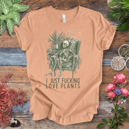 Printify T-Shirt Heather Peach / S I Just Love Plants Skeleton T-Shirt