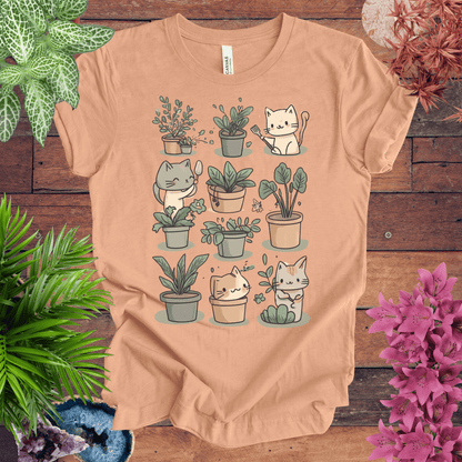 Printify T-Shirt Heather Peach / S Mischievous Kitties Garden Helpers T-Shirt
