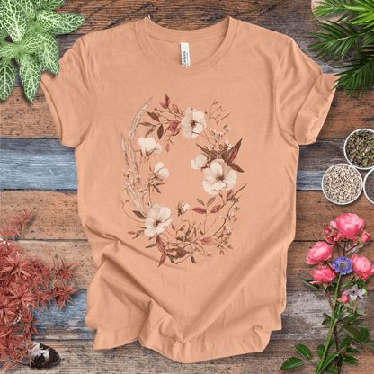 Printify T-Shirt Heather Peach / S Vintage Floral Wreath Botanical T-Shirt
