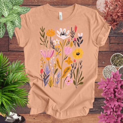 Printify T-Shirt Heather Peach / S Whimsical Floral Bouquet T-Shirt