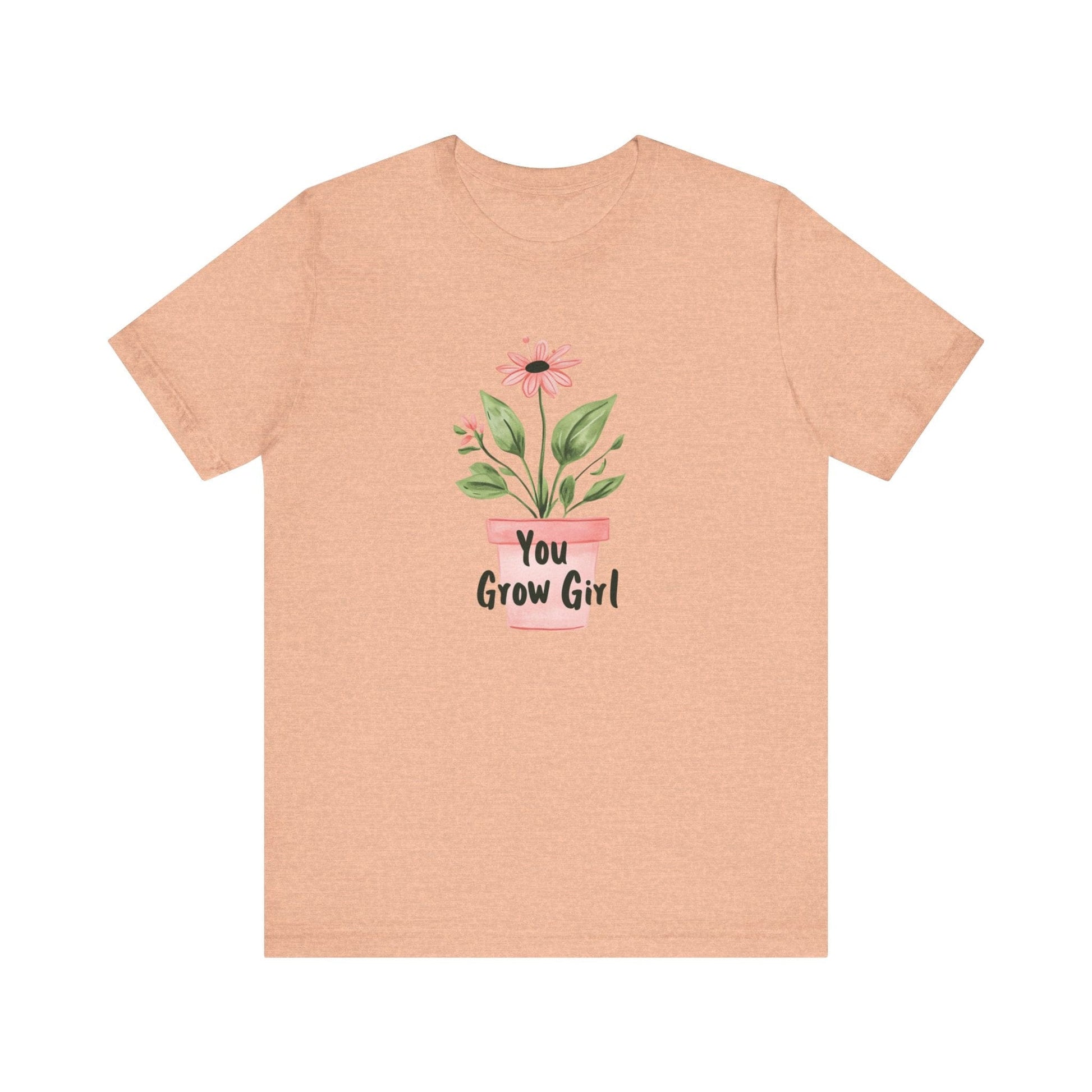 Printify T-Shirt Heather Peach / S You Grow Girl – Simple Watercolor Pot T-Shirt