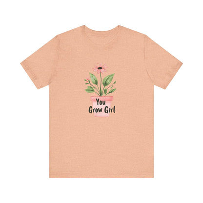 Printify T-Shirt Heather Peach / S You Grow Girl – Simple Watercolor Pot T-Shirt