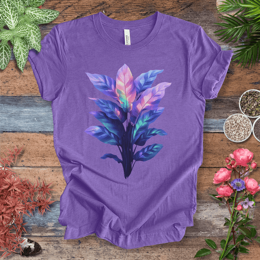 Printify T-Shirt Heather Team Purple / S Aurora Glow Gradient Leaf T-Shirt