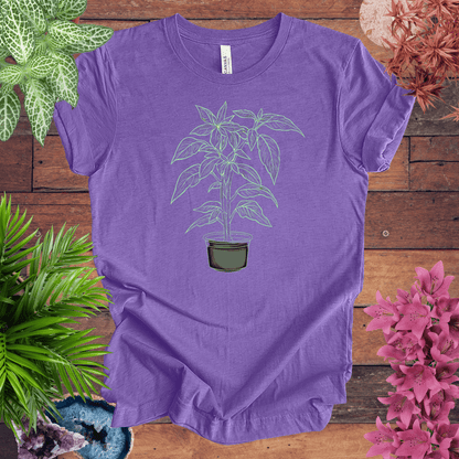 Printify T-Shirt Heather Team Purple / S Basil Plant Outline T-Shirt