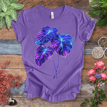 Printify T-Shirt Heather Team Purple / S Bioluminescent Monstera Jungle Plant Lover Aesthetic T-Shirt