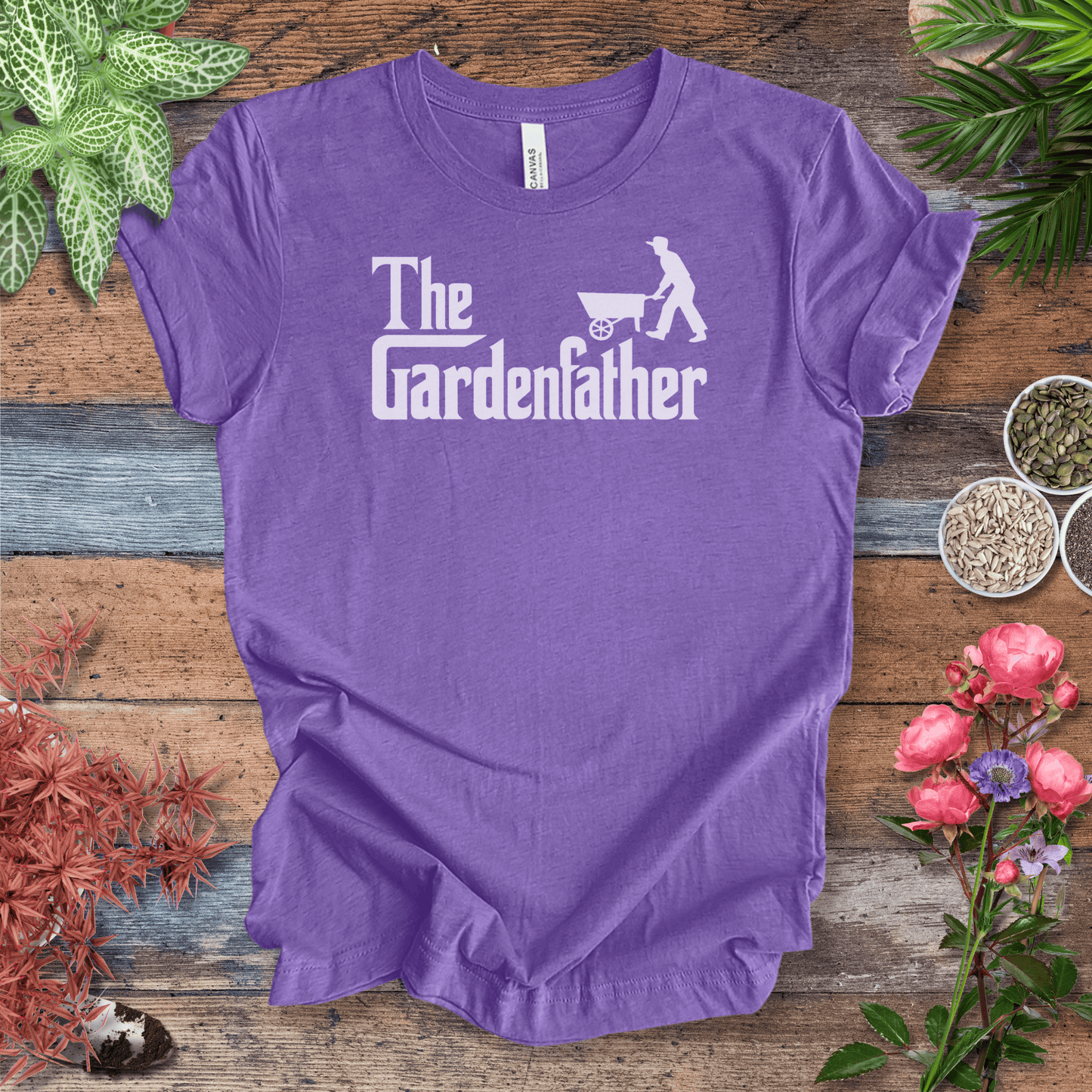 Printify T-Shirt Heather Team Purple / S Dad Gardening T-Shirt – “The Gardenfather” Funny Gardener Gift Tee