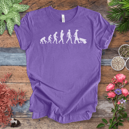 Printify T-Shirt Heather Team Purple / S Evolution of a Gardener (Wheelbarrow) | Fun Gardening Tee