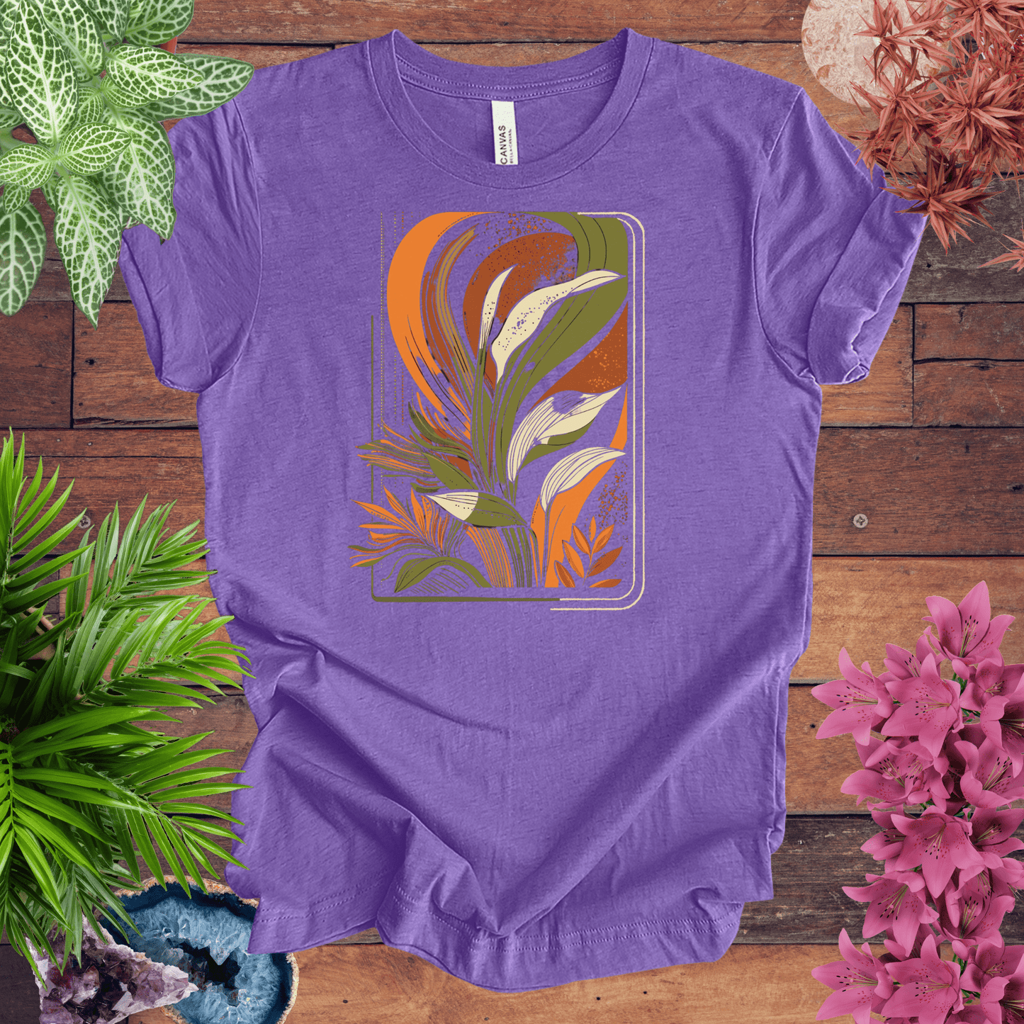 Printify T-Shirt Heather Team Purple / S Houseplants Box Retro T-Shirt