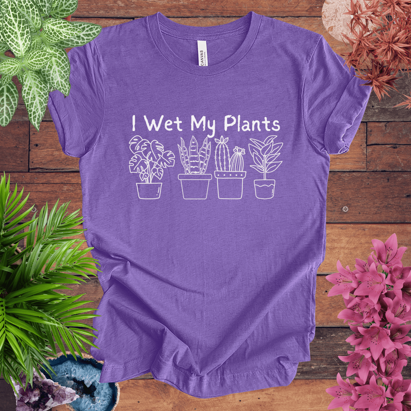 Printify T-Shirt Heather Team Purple / S I Wet My Plants T-Shirt