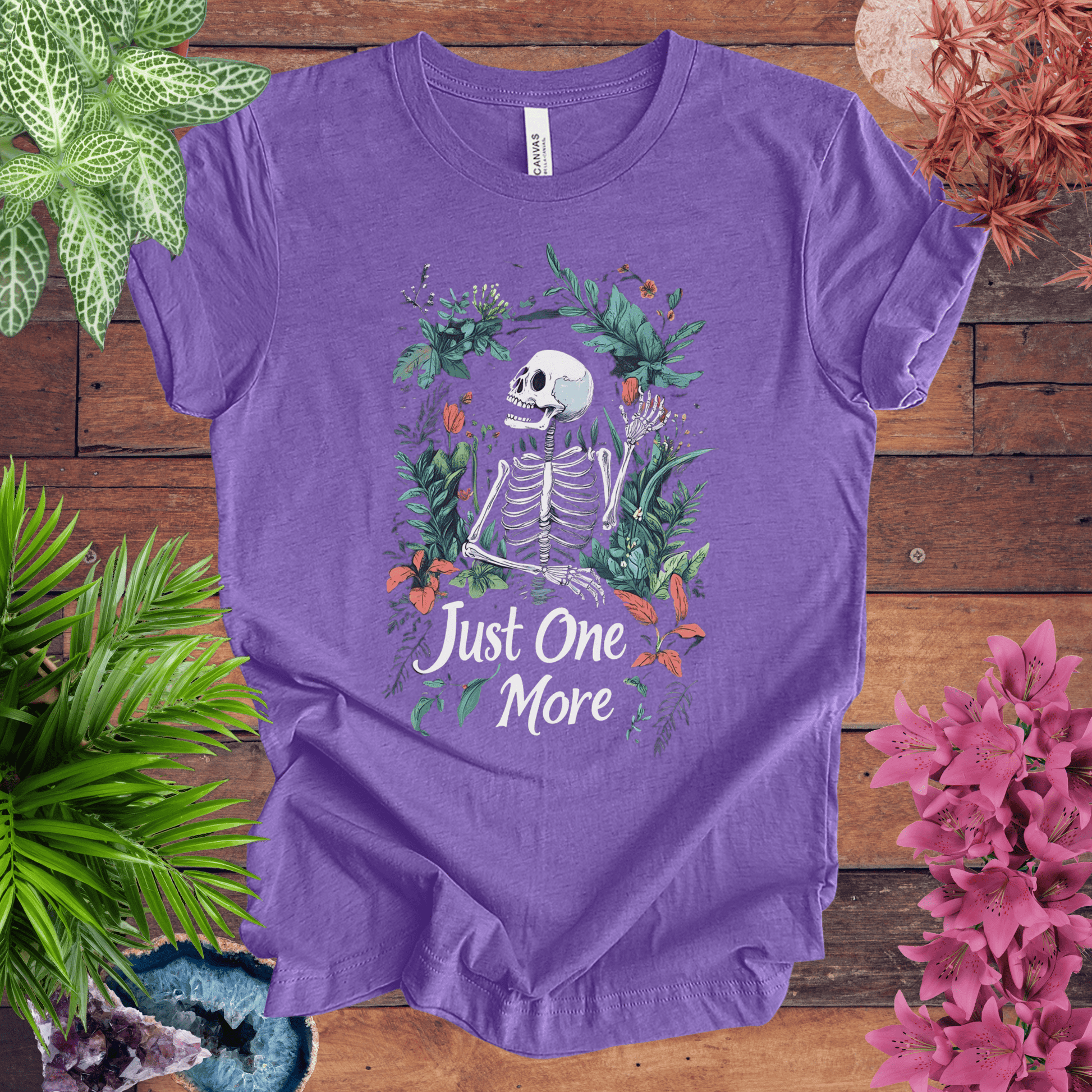 Printify T-Shirt Heather Team Purple / S Just One More Plant Skeleton T-Shirt